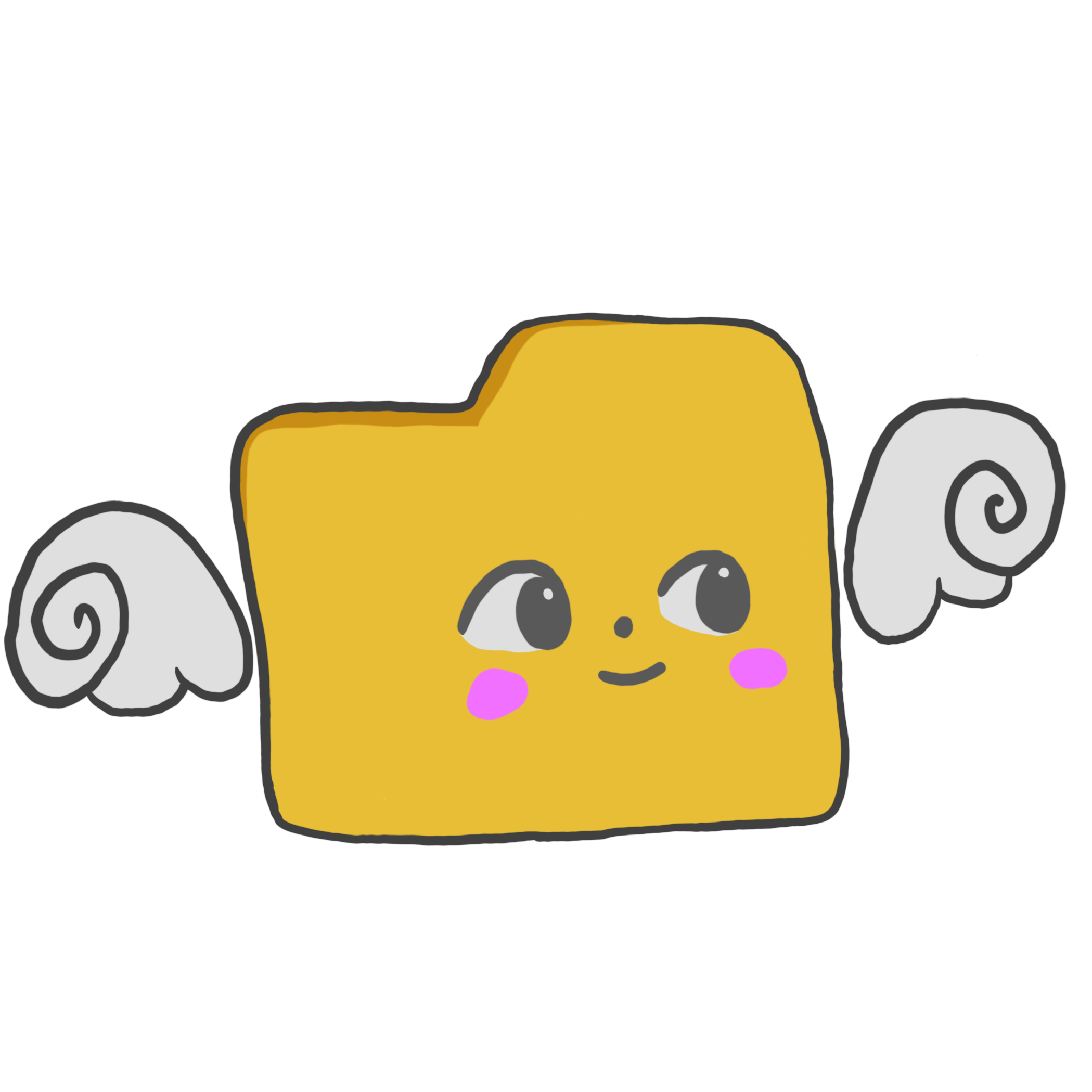 A smiling yellow folder with little white wings